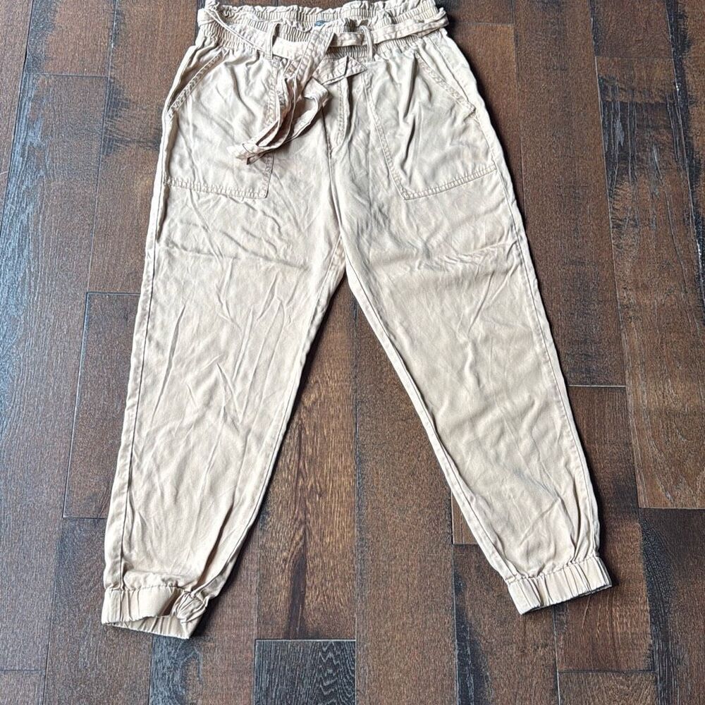 Abercrombie and Fitch ruffle tie waist jogger pants size medium brown pull on y2